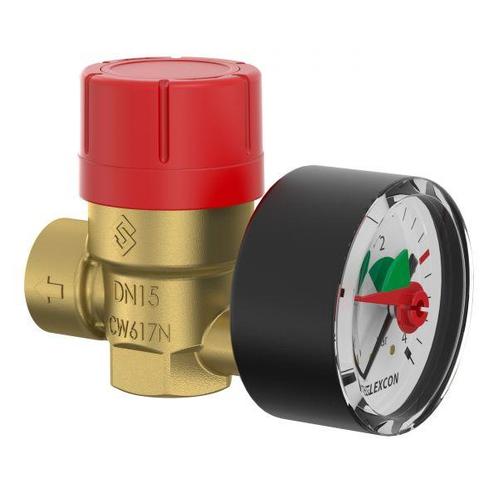 Flamco Prescomano overstortventiel 3 bar 1/2 met manometer, Doe-het-zelf en Verbouw, Verwarming en Radiatoren, Verzenden