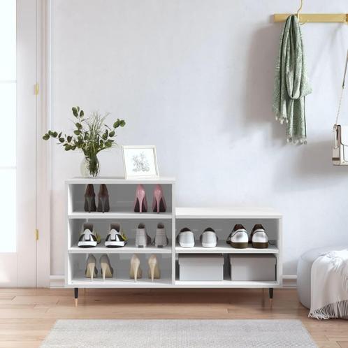 vidaXL Schoenenkast 102x36x60 cm bewerkt hout hoogglans wit, Huis en Inrichting, Kasten | Schoenenrekken, Nieuw, Verzenden