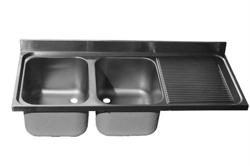 Spoeltafelblad RVS | dubbele spoelbak | 160x70x40 cm, Zakelijke goederen, Horeca | Meubilair en Inrichting, Verzenden