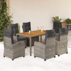 vidaXL 7-delige Tuinset met kussens poly rattan grijs, Tuin en Terras, 6 zitplaatsen, Nieuw, Tuinset, Verzenden