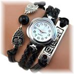 Fako® - Armband Horloge - Multi Uiltjes Sister - Zwart, Nieuw, Verzenden