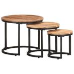 Acaciahouten Bijzettafels - | Tweedekansje | OP = OP, Minder dan 45 cm, Minder dan 55 cm, IndustriÃ«le charme, Rond