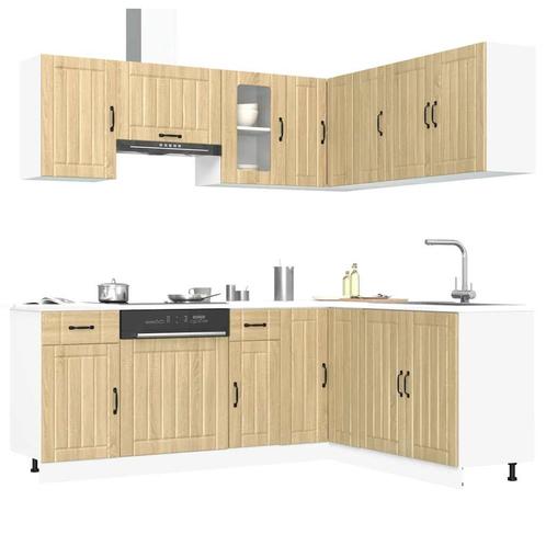 vidaXL 11-delige Keukenkastenset Lucca bewerkt hout sonoma, Huis en Inrichting, Keuken | Keukenelementen, Bruin, Nieuw, Verzenden