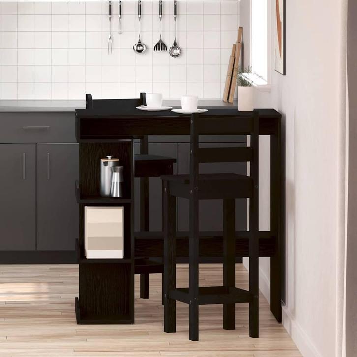 vidaXL Bartafel met plank Zwart eiken 100 x 48 x 101.5 cm, Huis en Inrichting, Tafels | Eettafels, Nieuw, Verzenden