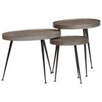 vidaXL Salontafel 3 stuks zilverkleurig bewerkt hout, Huis en Inrichting, Verzenden, Nieuw, Overige houtsoorten