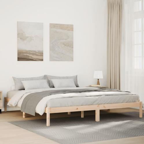 vidaXL Bedframe extra lang zonder matras massief grenenhout, Huis en Inrichting, Slaapkamer | Bedden, Bruin, Nieuw, Hout, Tweepersoons