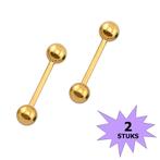 Fako Bijoux® - Barbell Piercing - 12mm - Goudkleurig - 2, Verzenden, Nieuw
