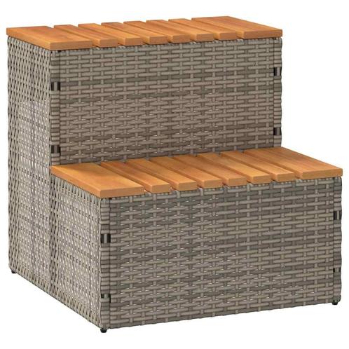 vidaXL Hottub-opstap 50x50x50,5cm poly rattan&massief, Tuin en Terras, Zwembad-toebehoren, Nieuw, Verzenden