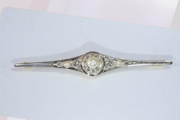 Broche - 18 karaat Geel goud, Witgoud - 0.44ct. tw. Diamant, Sieraden, Tassen en Uiterlijk, Antieke sieraden