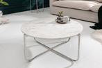 Ronde salontafel NOBLE 65cm wit marmer afneembaar tafelblad, Huis en Inrichting, Tafels | Salontafels, Ophalen of Verzenden, Nieuw