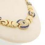 Luxe gouden collier met zirconia en toermalijn (Ketting), Sieraden, Tassen en Uiterlijk, Kettingen, Gebruikt, Overige kleuren