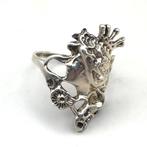 Zonder Minimumprijs - Ring Zilver - Face ring Art Nouveau