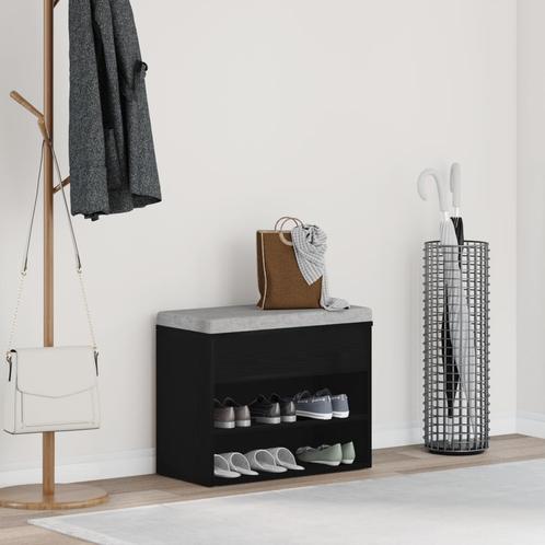 vidaXL Halbankje 60x30x45 cm bewerkt hout zwart eikenkleurig, Huis en Inrichting, Kasten | Schoenenrekken, Nieuw, Verzenden