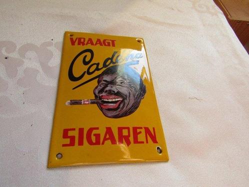 Emaille bordje van : Vraagt Cadena Sigaren. - Emaille bord -, Antiek en Kunst, Antiek | Wandborden en Tegels