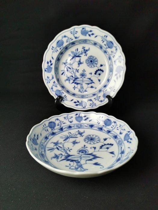 Meissen - Meissen - 2 Piatti fondi con Cipolla blu - 21/23cm, Antiek en Kunst, Antiek | Glas en Kristal