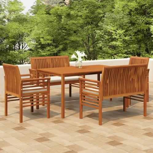 vidaXL 5-delige Tuinset met kussens massief acaciahout, Tuin en Terras, Tuinsets en Loungesets, Tuinset, Nieuw, Hardhout, Verzenden