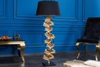 Design vloerlamp GINKGO 122cm zwarte stoffen kap gouden, Huis en Inrichting, Ophalen of Verzenden, Nieuw