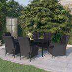 vidaXL 7-delige Tuinset donkergrijs, Tuin en Terras, 6 zitplaatsen, Nieuw, Tuinset, Verzenden