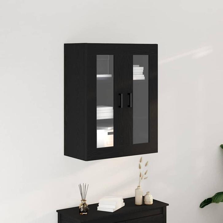 vidaXL Wandkast Zwart eiken 69.5 x 34 x 90 cm Bewerkt hout, Huis en Inrichting, Kasten | Buffetkasten, Nieuw, 50 tot 100 cm, Overige houtsoorten