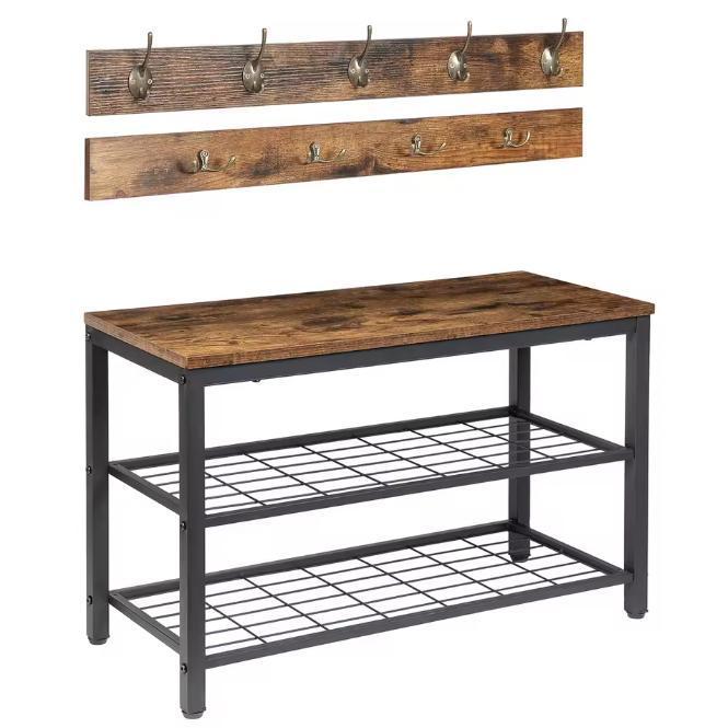 Kapstok met Schoenenbank – 9 Haken en Stevig Metaalframe, Huis en Inrichting, Woonaccessoires | Kapstokken, Nieuw, Verzenden