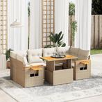vidaXL 7-delige Loungeset met kussens poly rattan beige, Tuin en Terras, Tuinsets en Loungesets, Verzenden, Nieuw, Rotan, Loungeset
