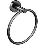 Handdoekring - Leoni Rimbo - 16cm - Rond - PVD - Gunmetal, Huis en Inrichting, Badkamer | Badtextiel en Accessoires, Ophalen of Verzenden
