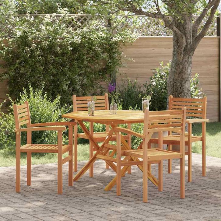 vidaXL Tuinstapelstoelen 4 pcs Bruin 55.5 x 55.5 x 90 cm, Tuin en Terras, Tuinstoelen, Nieuw, Verzenden