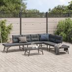 vidaXL 5-delige Tuinbankenset met kussens gepoedercoat staal, Tuin en Terras, Verzenden, Nieuw, Rvs