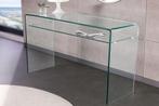 Design consoletafel FANTOME 100cm transparant glas met plank, Ophalen of Verzenden, Nieuw