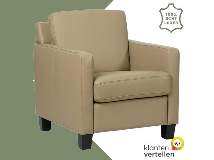 Leren fauteuil Smart - Massif Safari (taupe/grijs) - Poten, Huis en Inrichting, Fauteuils, 50 tot 75 cm, 75 tot 100 cm, Nieuw