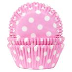 Cupcake Vormpjes HoM Polkadot Roze 50x33mm. 50st., Hobby en Vrije tijd, Taarten en Cupcakes maken, Verzenden, Nieuw