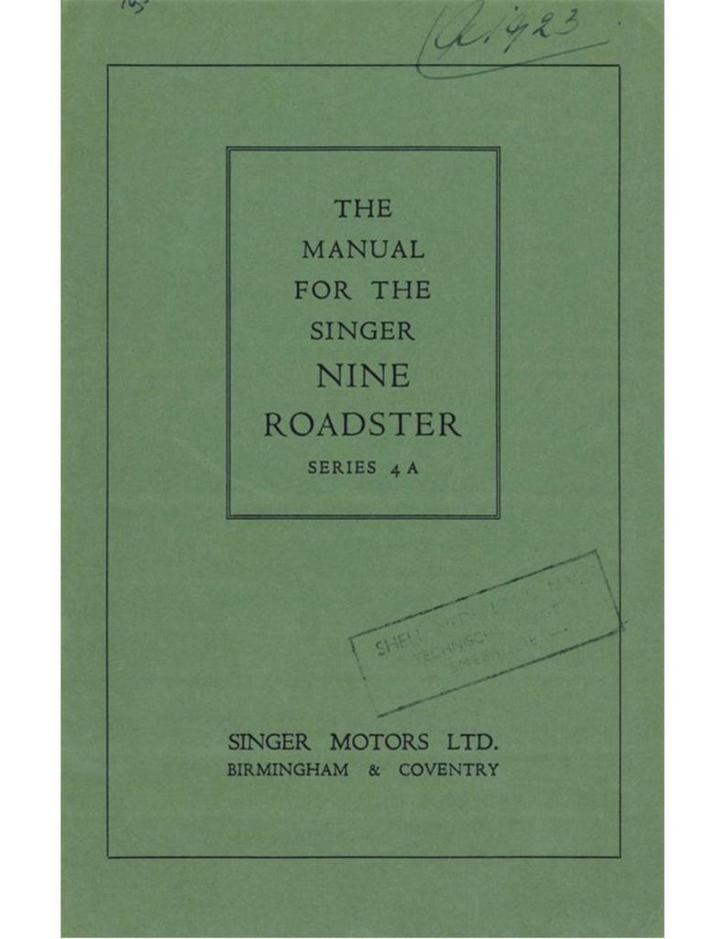 1950 SINGER NINE ROADSTER (SERIES 4A) INSTRUCTIEBOEKJE, Auto diversen, Handleidingen en Instructieboekjes