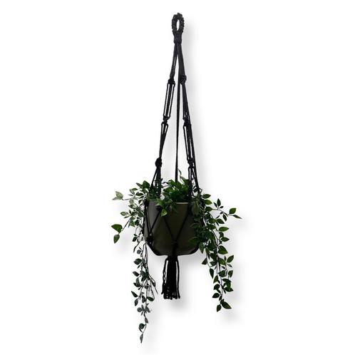 Plantenhanger Joy Zwart - Katoen - Macramé - Handgemaakt, Huis en Inrichting, Woonaccessoires | Overige, Nieuw, Ophalen of Verzenden