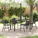 vidaXL Tuin Eetset 5 pcs Zwart Poly riet, Verzenden, Nieuw, Rotan