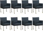 Set van 8 Blauwe leren moderne kuipstoel - poot rond rvs met, Huis en Inrichting, Stoelen, Overige kleuren, Nieuw, Leer, Ophalen of Verzenden