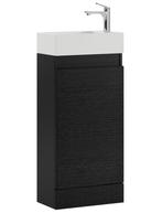 Toiletmeubel Peru 40 x 22 cm Zwart Houtnerf Fonteinmeubel, Doe-het-zelf en Verbouw, Sanitair, Verzenden, Nieuw, Wastafel