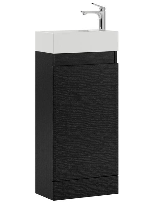 Toiletmeubel Peru 40 x 22 cm Zwart Houtnerf Fonteinmeubel, Doe-het-zelf en Verbouw, Sanitair, Nieuw, Wastafel, Verzenden