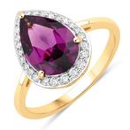 Ring - 14 karaat Geel goud - 2.66ct. tw. Granaat - Diamant, Nieuw