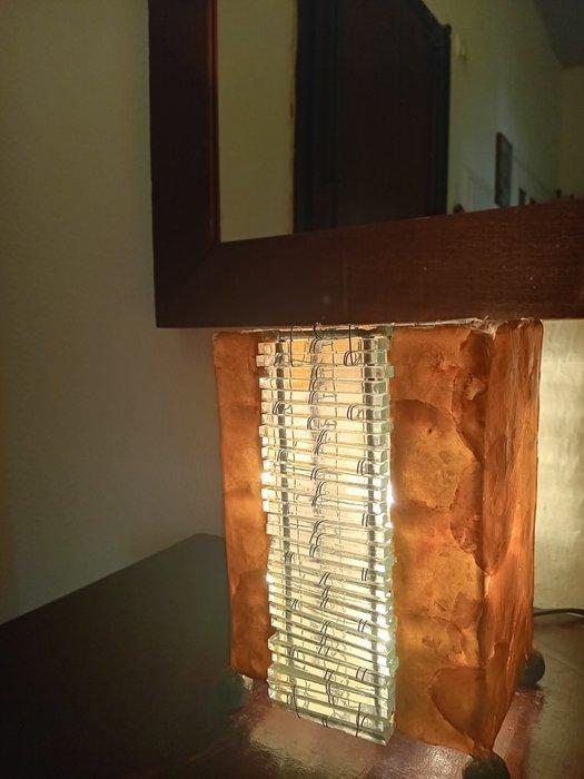artigianale - Tafellamp - Glas, Staal, Gips - Lamp in latten, Antiek en Kunst, Curiosa en Brocante