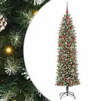 vidaXL Kunstmatige slanke kerstboom met 300 LED Groen en wit, Diversen, Kerst, Verzenden, Nieuw