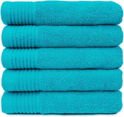 The One 450 gr Handdoeken Turquoise 5 stuks 50x100cm, Huis en Inrichting, Badkamer | Badtextiel en Accessoires, Verzenden
