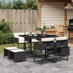 vidaXL 9-delige Tuinset poly rattan zwart, Nieuw, 8 zitplaatsen, Tuinset, Verzenden