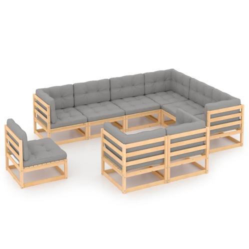 vidaXL 9-delige Loungeset met kussens massief grenenhout, Tuin en Terras, Tuinsets en Loungesets, Loungeset, Nieuw, Verzenden