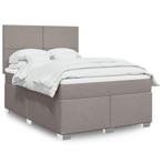 vidaXL Boxspring met matras stof taupe 160x200 cm, Verzenden, 200 cm, Stof, 160 cm
