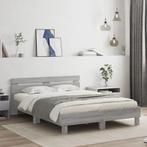 vidaXL Bedframe met hoofdeinde en LED grijs sonoma eiken, Huis en Inrichting, Verzenden, Grijs, Hout, Nieuw