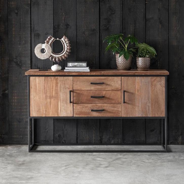*WOONWINKEL* DTP Home Timeless Beam Teak Dressoir Industriee, Huis en Inrichting, Kasten | Dressoirs, Nieuw, Verzenden