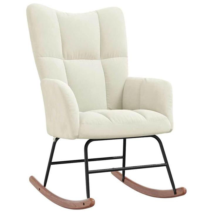 Schommelstoel Fluweel Cremewit | Retourdeal 40%, Huis en Inrichting, Banken | Sofa's en Chaises Longues, Minder dan 150 cm, 75 tot 100 cm