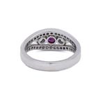 Ring Platina ring met drie stenen, diamant en robijn, Sieraden, Tassen en Uiterlijk, Ringen, Nieuw