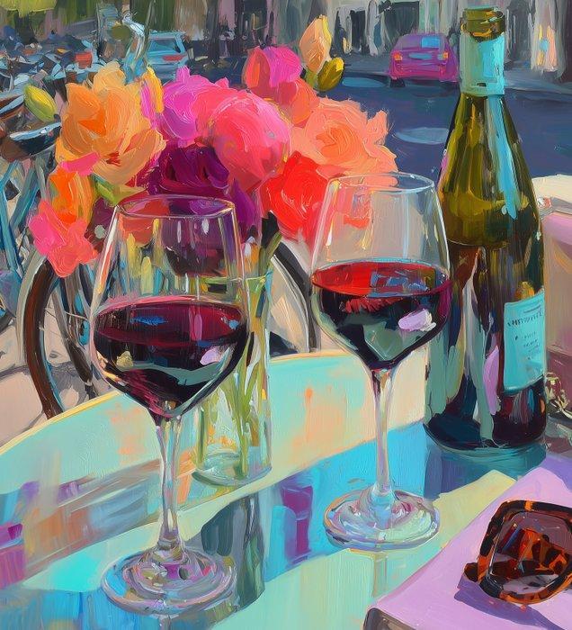 Irina Collins - Afternoon with Wine XL · NO Reserve, Antiek en Kunst, Kunst | Schilderijen | Modern