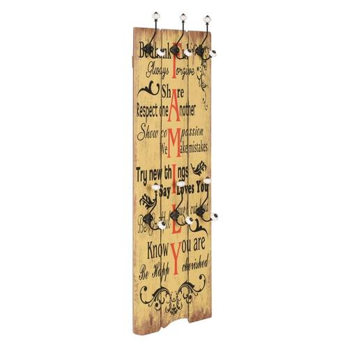 vidaXL Wandkapstok met 6 haken FAMILY 120x40 cm, Huis en Inrichting, Woonaccessoires | Kapstokken, Nieuw, Verzenden
